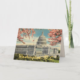 ワシントンDC アメリカ合衆国議会議事堂 桜 ゴールド 箔グリーティングカード