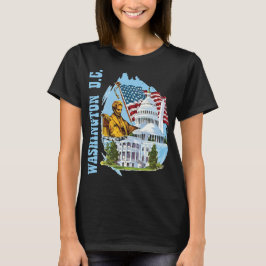 ワシントンDC キャピトル レトロ ブルー トラベル Tシャツ