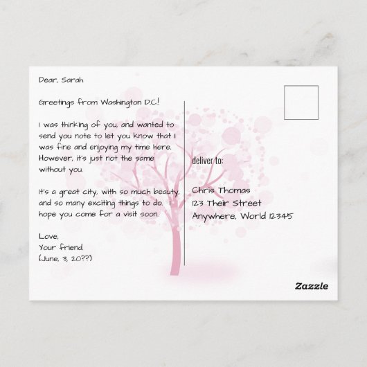 ワシントンDC ジェファーソン記念館と桜の木 ポストカード (裏面)