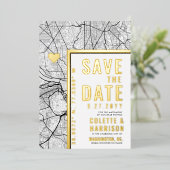 ワシントンDC ラブロケーター | 結婚式の招待状 Save the Date 箔招待状 (立ち正面)