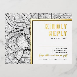 ワシントンDC。ラブロケーター | RSVP返信 箔招待状ポストカード