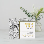 ワシントンDC。ラブロケーター | RSVP返信 箔招待状ポストカード (立ち正面)