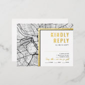 ワシントンDC。ラブロケーター | RSVP返信 箔招待状ポストカード (正面/裏面)