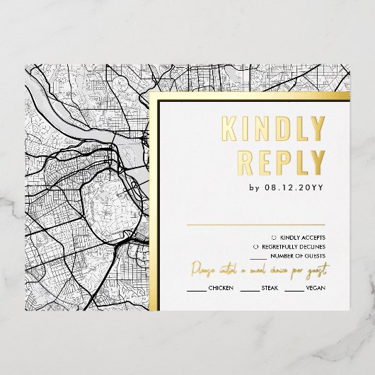 ワシントンDC。ラブロケーター | RSVP返信 箔招待状ポストカード (正面)