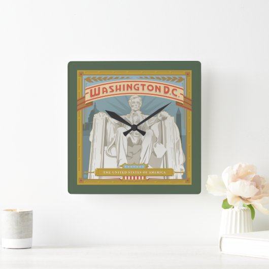 ワシントンDC |リンカーン記念碑 スクエア壁時計 (ホーム)