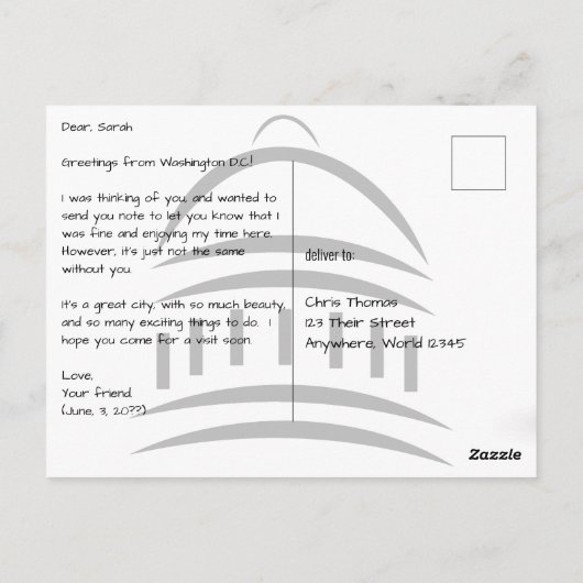 ワシントンDC 夕暮れのジェファーソン記念館 ポストカード (裏面)