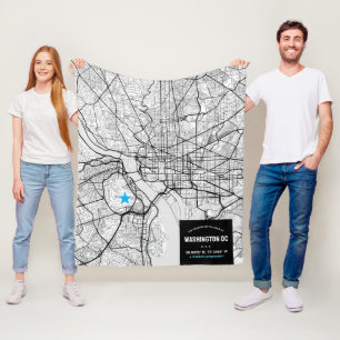 ワシントンDC。市内地図+場所のマーク フリースブランケット