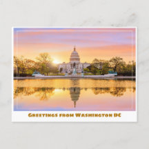 ワシントンDC 米国議会議事堂 夕焼け  リフレクション