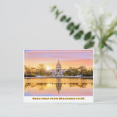 ワシントンDC 米国議会議事堂 夕焼け  リフレクション ポストカード (スタンド正面)