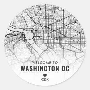 ワシントンDC。都市の地図 結婚へようこそ ラウンドシール