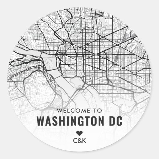 ワシントンDC。都市の地図 |結婚へようこそ ラウンドシール (正面)