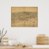 ワシントンDC 1872アンティークパノラママップ ポスター (キッチン)