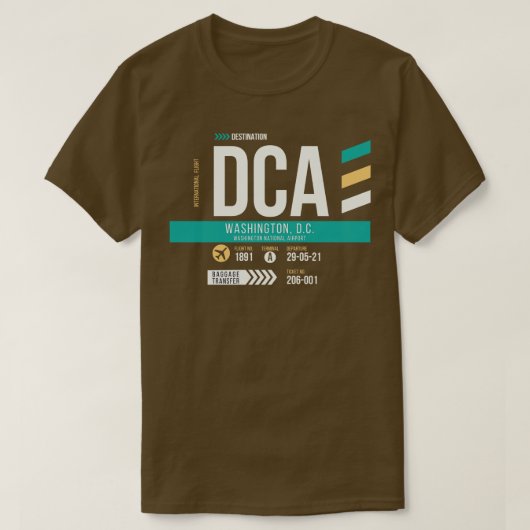 ワシントンDC DCA空港コードバゲージラベル Tシャツ (デザイン正面)