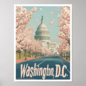 ワシントンDC USAアートヴィンテージトラベルイラストレーション ポスター (正面)