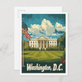 ワシントンDC USAアートヴィンテージトラベルイラストレーション ポストカード (正面/裏面)