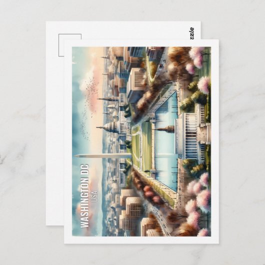 ワシントンDC USA有名な旅行の場所の水色 ポストカード (正面/裏面)