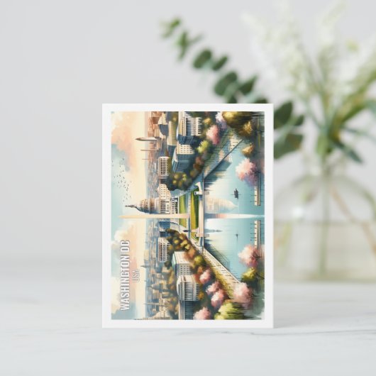 ワシントンDC USA有名な旅行の場所の水色 ポストカード (スタンド正面)
