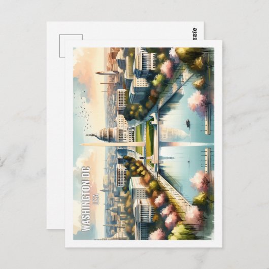 ワシントンDC USA有名な旅行の場所の水色 ポストカード (正面/裏面)
