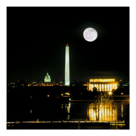 ワシントンLincoln Memorialキャピトル建物 ポスター (正面)