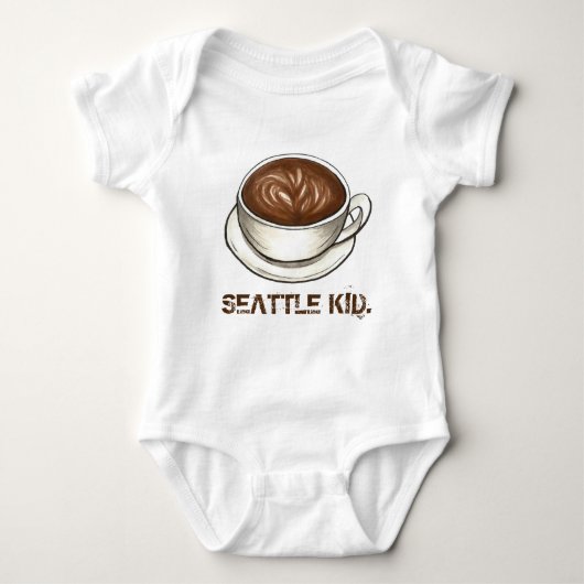 ワシントンSEATTLE KIDコーヒーカップラテ ベビーボディスーツ (正面)