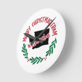 ワシントンUSレッドグリーンホワイトからのメリークリスマス ラウンド壁時計 (傾斜)