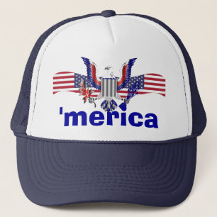 「ワシ及び米国旗が付いているmericaの文字 キャップ