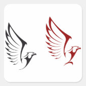 ワシ2羽 スクエアシール (正面)