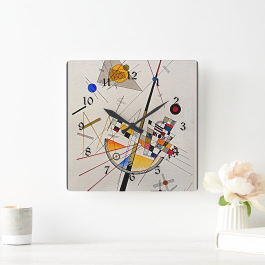 ワジリー・カンディンスキーの作品、繊細な緊張 スクエア壁時計 (ホーム)