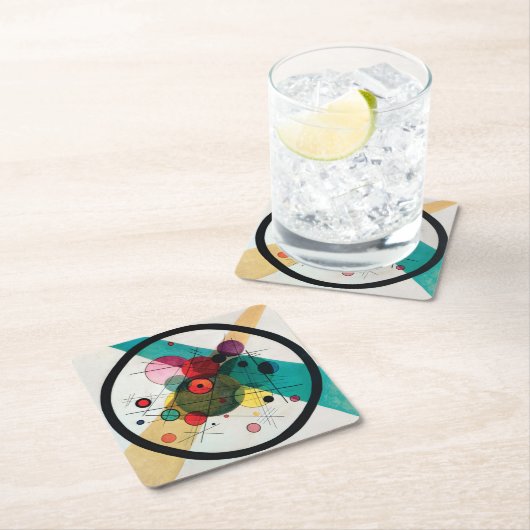 ワジリー・カンディンスキーの円の中の円 スクエアペーパーコースター (インサイチュ)