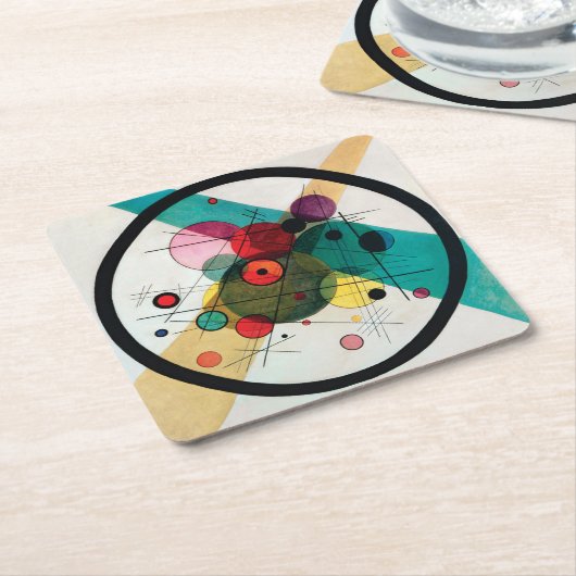 ワジリー・カンディンスキーの円の中の円 スクエアペーパーコースター (アングル)