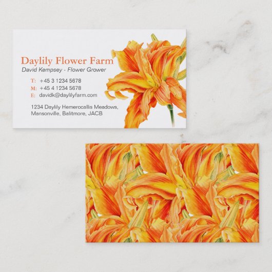 ワスレグサの農家/花の栽培者の名刺 名刺 (正面/裏面)