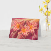 ワスレグサの「ピンクのストライプ カード (黄色い花)