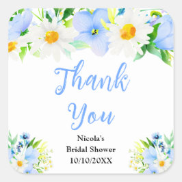 ワスレナグサとデイジーのブライダルシャワーのお礼 スクエアシール