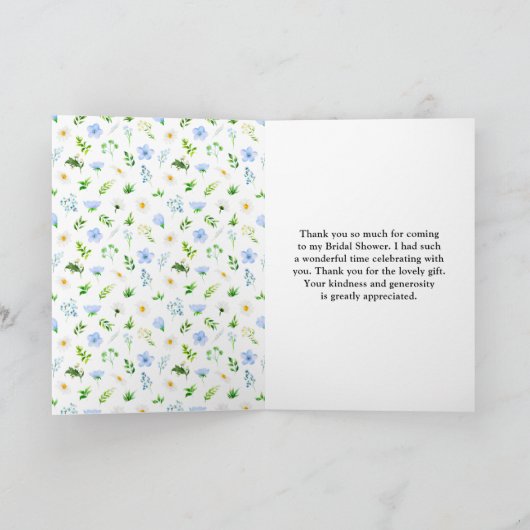 ワスレナグサとデイジーの花のブライダルシャワー サンキューカード (内部)