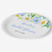 ワスレナグサとデイジーの花のブライダルシャワー ペーパープレート (アングル)