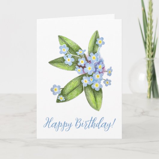 ワスレナグサの植物学の美しい誕生日カード カード (正面)