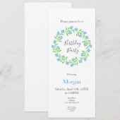 ワスレナグサの水彩フラワー リース 招待状 (正面/裏面)