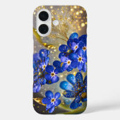 ワスレナグサの花に金の装飾 Case-Mate iPhoneケース (裏面)