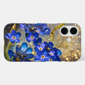ワスレナグサの花に金の装飾 Case-Mate iPhoneケース (裏面 (横))