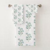 ワスレナグサの花柄プリント プレッピーなドームまたは新築祝い バスタオルセット (インサイチュ)