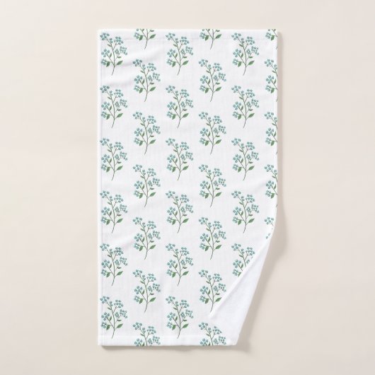 ワスレナグサの花柄プリント プレッピーなドームまたは新築祝い バスタオルセット (ハンドタオル)