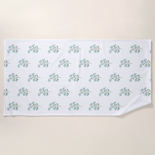 ワスレナグサの花柄プリント プレッピーなドームまたは新築祝い ビーチタオル (正面)