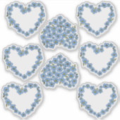 ワスレナグサの花畑 ハートフレーム シール (正面)