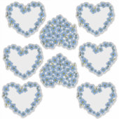 ワスレナグサの花畑 ハートフレーム シール (正面)