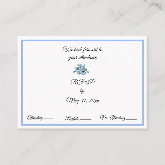 ワスレナグサの返信案内カード お揃いのデザイン エンクロージャーカード (正面)