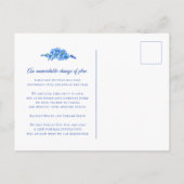 ワスレナグサの青いハートの花輪　結婚式中止 案内ポストカード (裏面)