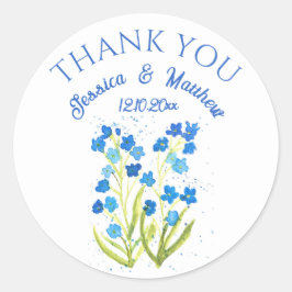 ワスレナグサ ブルー 花 水彩 結婚式 ラウンドシール