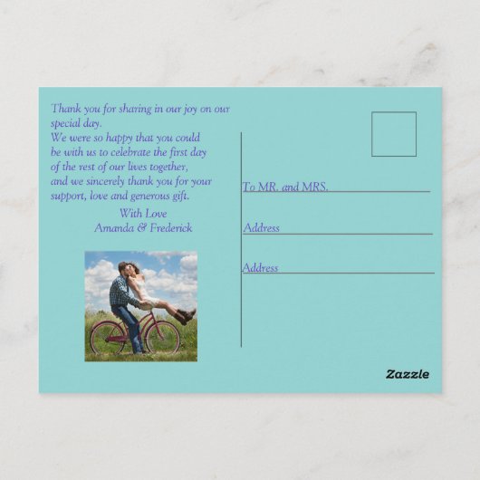 ワスレナグサ(ワスレミグサ) 紫色 ありがとう ポストカード (裏面)