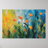 ワスレナグサ - 抽象的な花の草原の動き ポスター (正面)