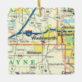 ワズワースオハイオヴィンテージの地図 セラミックオーナメント (正面)